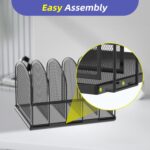 SUPEASY 5-Section File Organizer, Mesh Desk Organizer Upright File Holder Desktop Organizer File Sorter, File Folder Holder for Office Home, Large Capacity Black - Image 4