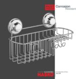 HASKO Suction Cup Shower Caddy Basket for Shampoo, Shower Suction Shelf Organizer, Basket with Soap Holder and Hooks, Stainless Steel Shampoo Holder for Bathroom Storage (Chrome) - Image 4