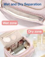 BAGSMART Travel Toiletry Bag for Women, Cosmetic Bag Makeup Bag Organizer with Handle, Travel Bag for Toiletries, Travel Accessories, Full Sized Container - Image 3