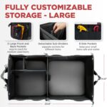 TRUNKCRATEPRO Trunk Organizer For Car, Suv, Truck | Premium Adjustable Multi Compartments Collapsible Car Trunk Organizer With Securing Straps & Non-Slip Bottom (Large Size, Black) - Image 3