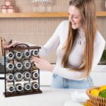 Orii 16 Jar Acacia Wood & Metal Wire Spice Rack with Spices Included, Storage for Spices and Seasoning, Black & Brown - Image 3