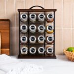 Orii 16 Jar Acacia Wood & Metal Wire Spice Rack with Spices Included, Storage for Spices and Seasoning, Black & Brown - Image 4