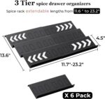 Famhap 6 Pack Spice Drawer Organizer with Labels and 36 Plastic Jars, Expandable from 11.7" to 23.2" Seasoning Rack Tray Insert for Kitchen Drawers, Spice Rack Drawer for Spice Jars - Image 3