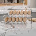 BPA Free Refrigerator Organizer Bins, Stackable Egg Holder, 18 Egg Tray - Image 3