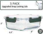 M MCIRCO [5-Packs, 36 Oz Glass Meal Prep Containers with Snap Locking Lids Glass Food Containers,Airtight Lunch Container,Microwave, Oven, Freezer and Dishwasher (4.5 Cup) - Image 3