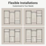 VIPEK V5 Portable Closet Wardrobe Heavy Duty Clothes Rack, Freestanding Clothing Rack with 4 Hang Rods & 8 Shelves, Adjustable Closet Racks, 68.9" L x 15.7" W x 76.4" H, Max Load 890LBS, Black - Image 4