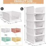 5 Pack Stackable Closet Storage Basket - Stackable Storage Bins, Multifunctional & Foldable Closet Organizer, Wardrobe Cupboard Space-Saving Hat Storage Drawer Organizer, White - Image 4
