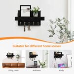 Key Holder Wall Mount, Rustic Key Hooks for Wall with Shelf for Mail Organizer, Entryway Decorative Key Rack with 5 Sturdy Hooks for Hanging Keys, Dog Leash, Sunglasses Wooden Key Hanger - Image 5
