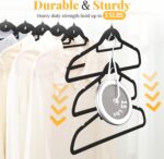 Velvet Felt Stackable Hangers 50 Pack, Non Slip, with 360° Swivel Hook, Ultra Thin and Space Saving for Suits, Shirts, Coats, 15Lbs Capacity Heavy Duty, Black - Image 3