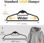 Velvet Felt Stackable Hangers 50 Pack, Non Slip, with 360° Swivel Hook, Ultra Thin and Space Saving for Suits, Shirts, Coats, 15Lbs Capacity Heavy Duty, Black - Image 4