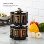 Kamenstein 12 Jar Madison Revolving Countertop Spice Rack with Spices Included, FREE Spice Refills for 5 years, Black Rack with Black Caps - Image 4