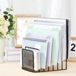 2 Pcs 7 Slot Incline File Sorter Metal Wire Mesh File Racks for Desktop Letter Sorter for Magazine Folder Book Organizer Home Office School Paper Mail Desk Storage Holder (Black) - Image 3