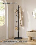 SONGMICS HOME Cactus-Shaped Coat Rack, Freestanding, Stand with 8 Sturdy Hooks, with Curved Ends, 69 Inches Tall, for Clothes, Hats, Bags, Ink Black URCR039B01 - Image 3