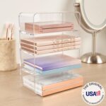 STORi 4-Compartment Clear Plastic Organizer, Rectangular Divided Makeup and Vanity Storage Bin, Use Upright for Eyeshadow Palettes, Made in USA - Image 3
