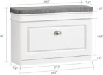 Haotian Shoe Storage Bench with Cushion, White Narrow Shoe Rack for Entryway, Small Shoe Cabinet with 2 Tiers Flip-Drawer, Closet Hallway Mudroom FSR82-L-W - Image 3