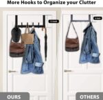 Over The Door Hooks, Door Hanger Hooks for Hanging, Over The Doors Towel Racks for Bathroom with 12 Coat Hook, Coat Rack Dorm Essentials Bathroom Accessories（1 Pack, Black） - Image 4