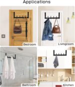 Over The Door Hooks, Door Hanger Hooks for Hanging, Over The Doors Towel Racks for Bathroom with 12 Coat Hook, Coat Rack Dorm Essentials Bathroom Accessories（1 Pack, Black） - Image 7