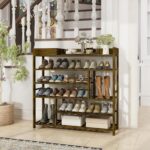 Bamworld Shoe Rack for Front Door Entrance Bamboo Shoe Organizer with Storage Box Free Standing Shoe Cabinet Wooden Shoe Storage Shelf for entryway, Closet and Doorway (Dark Brown) - Image 3