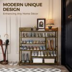 Bamworld Shoe Rack for Front Door Entrance Bamboo Shoe Organizer with Storage Box Free Standing Shoe Cabinet Wooden Shoe Storage Shelf for entryway, Closet and Doorway (Dark Brown) - Image 4