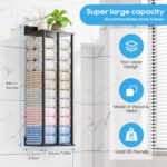 Towel Racks for Bathroom Wall Mounted with Wooden Storage Shelf, Updated 3 Bar Metal Towel Holder for Rolled Towels, Sturdy and Large Capacity, Towel Storage Organizer-Black - Image 3