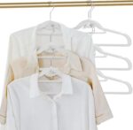 20 Pack Velvet Slim Non-Slip White Hangers - Space Saving Clothes Hangers with 360° Swivel Hook for Heavy Duty Adult Clothes - Image 3
