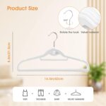 20 Pack Velvet Slim Non-Slip White Hangers - Space Saving Clothes Hangers with 360° Swivel Hook for Heavy Duty Adult Clothes - Image 4