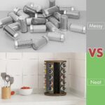 New England Stories Revolving Spice Rack Set with 30 Spice Jars, Kitchen Spice Tower Organizer for Countertop or Cabinet - Carousel Storage Includes 386 Spice Labels, Wood, SR-WR-30 - Image 3