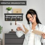 buways Key Holder for Wall Decorative, Rustic Wooden Key Hanger for Wall with 4 Double Key Hooks, Farmhouse Key Holder Rack and Mail Organizer for Home Entryway Decor(Black) - Image 3