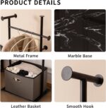 Coat Rack Freestanding with Storage Basket Heavy Duty Clothes Rack Marble Base Modern Coat Stand for Bedroom Living Room Hotel 13.39" D x 19.69" W x 68.9" H (Black) - Image 3