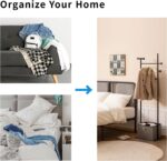 Coat Rack Freestanding with Storage Basket Heavy Duty Clothes Rack Marble Base Modern Coat Stand for Bedroom Living Room Hotel 13.39" D x 19.69" W x 68.9" H (Black) - Image 4