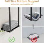 Towel Racks for Bathroom Wall Mounted, Metal Bath Towel Rack for Rolled Towels, Wall Towel Storage Holder with Shelf & Storage Basket, Towel Organizer with Hooks for Small Bathroom - Black - Image 5