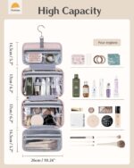 Travel Hanging Toiletry Bag for Women - Waterproof Cosmetic Organizer with Clear Window, Lightweight Bathroom Bags for Essentials, Makeup, Shampoo, Toiletries Pink, Medium - Image 3