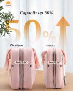 Travel Hanging Toiletry Bag for Women - Waterproof Cosmetic Organizer with Clear Window, Lightweight Bathroom Bags for Essentials, Makeup, Shampoo, Toiletries Pink, Medium - Image 4