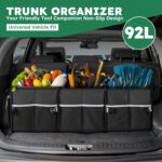 Heavy-Duty Trunk Organizer for SUV, Car, Minivan - 92L Large Collapsible Car Organizer with 12 Mesh Pockets, 3 Reinforced Compartments, Waterproof Oxford Fabric & Reflective Strips - Image 3