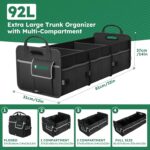 Heavy-Duty Trunk Organizer for SUV, Car, Minivan - 92L Large Collapsible Car Organizer with 12 Mesh Pockets, 3 Reinforced Compartments, Waterproof Oxford Fabric & Reflective Strips - Image 4