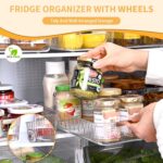 Refrigerator Organizers and Storage Roll Out Storage Bins Fridge Organizer with Wheels BPA-Free Clear Plastic Storage Bins Pantry Organizers and Storage 2 Pack - Image 3