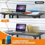 Kuntine.B Desk File Organizer Upright Mesh Desktop Organizer File Sorter Office Organization File Holder for Home, Office & Classroom (Gold, 1 Pack 5-Section) - Image 4