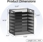 7-Tier Paper Organizer for Desk, Letter Tray with Handle Mesh Desk File Organizer, Workspace Organizers, Paper Sorter Organizer for Office Home School (Black) - Image 3