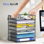 7-Tier Paper Organizer for Desk, Letter Tray with Handle Mesh Desk File Organizer, Workspace Organizers, Paper Sorter Organizer for Office Home School (Black) - Image 7