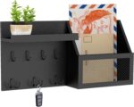 Key Holder Wall Mount Pine Wood 16 X 8 Mail Organizer Farmhouse Key Rack for Wall with Hooks and Shelf, Rustic Wooden Key Hanger for Entryway (Rustic Black) - Image 5