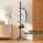 Z&L HOUSE Coat Rack Freestanding, Pure Natural Solid Wooden Coat Tree, 8 Hooks And Adjustable Height Floor Hanger, Used In The Bedroom Living Room Office To Hang Clothes, Hats, Bags - Image 3