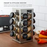 Kamenstein 16 Jar Heritage Revolving Countertop Spice Rack Organizer with Spices Included, FREE Spice Refills for 5 years, Brushed Stainless Steel with Black Caps - Image 3