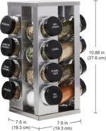 Kamenstein 16 Jar Heritage Revolving Countertop Spice Rack Organizer with Spices Included, FREE Spice Refills for 5 years, Brushed Stainless Steel with Black Caps - Image 4