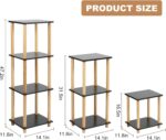 4-Tier Black Storage Shelf, Engineered Wood Shelves with Natural Wood Posts, Modern Display Stand for Living Room Bedroom Office,No-Tool Assembly. (Black, Small, 2) - Image 4