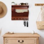 DOPACE Key Holder for Wall, Mail and Key Holder, Mail Organizer Wall Mounted with 6 Key Hooks, Pine Wood Auburn - Image 4