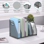 Desk Organizers Metal Desk Magazine File Holder Binder Holder with 5 Vertical Compartments Rack File Organizer for Office Desktop, Home Study, School Classroom (Black) - Image 3