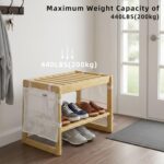Bamboo Shoe Rack,Shoe Storage Bench,2-Tier Shoe Bench Storage Organizer.Front Door Entryway Bench with Storage.Shoe Rack for entryway.(Brown) - Image 5