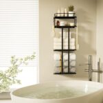 Black Towel Rack for Bathroom, Metal Towel Holder for Bathroom Wall, Bathroom Towel Storage Rack with Shelf, Rolled Towel Racks for Bathroom Wall Mounted, 3-Tier Small Towel Organizer - Image 5