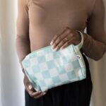 Tiny Twinkle Waterproof Travel Toiletry & Makeup Bag Organizer | Large Capacity Cosmetic Case with Compartments & Handle, A Thoughtful Travel Companion for Women（Sage Checkers - Image 3