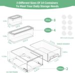 14Pack Fridge Organizer Bins, Clear Refrigerator Organizing Containers with Lids and Refrigerator Drawers, Stackable Food, Vegetable and Fruit Containers for Fridge Organizers and Storage - Image 3